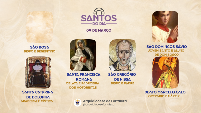 santos 09 03 2 2 em Santos do Dia (09/03): São Domingos Sávio, Santa Catarina de Bolonha, São Constantino, Santa Francisca Romana e outros