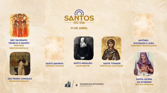 santos 14 04 em Santos do Dia (14/04): São Valeriano, São Tibúrcio e São Máximo, São Pedro González, Santo Abúndio e outros