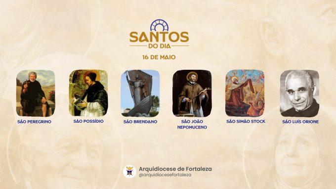 santos 16 05 em Santos do Dia (16/05): São Peregrino, São Possídio, São Brendano, São João Nepomuceno e outros